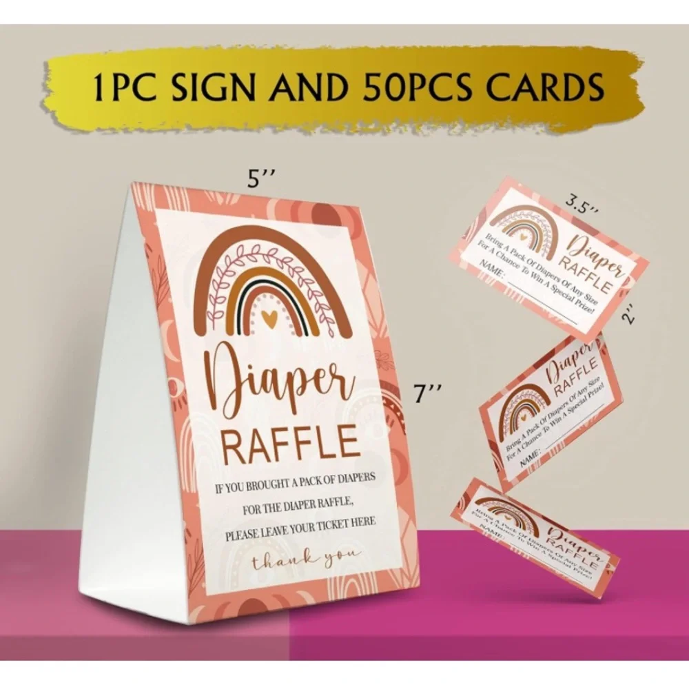 Baby Shower Diaper Raffle Sign And Card 50 Cards